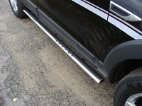Пороги овальные с проступью 75х42 мм для Chevrolet Captiva (2012 -) CHEVCAP12-03