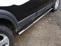 Пороги овальные с накладкой 75х42 мм для Chevrolet Captiva (2012 -) CHEVCAP12-11