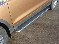 Пороги с площадкой (нерж. лист) 42,4 мм для Ford Kuga (2013 -) FORKUG13-14