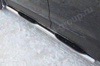Пороги труба d76 с накладкой (вариант 3) для Hyundai Santa Fe (2012 -) HSFT-001224/3