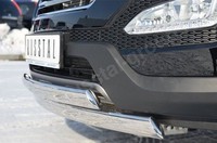 Защита переднего бампера  75х42 / 75х42 овал для Hyundai Santa Fe (2012 -) HSFZ-001217