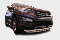 Защита переднего бампера с декоративными элементами d60/60 двойная для Hyundai Santa Fe (2012 -) HYSF.45.1618