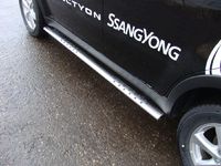 Пороги овальные с проступью 75х42 мм для SsangYong Actyon (2011 -) SSANACT11-04
