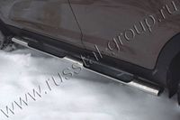 Пороги труба d75х42 овал с накладками для  Toyota RAV4 Long (2009 -) TRLO-000155